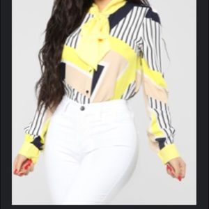 BLUE & YELLOW BLOUSE